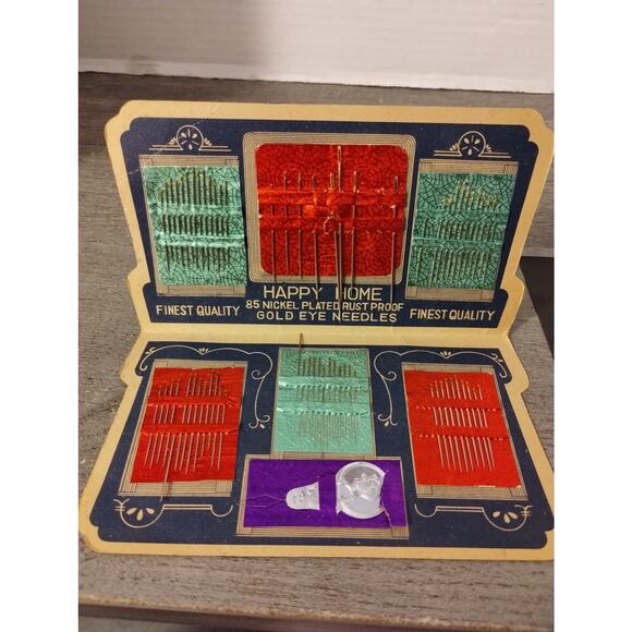 Happy Home Rust Proof Needle Book Nickel Plated Gold Eye Sewing Needles - Picture 3 of 3